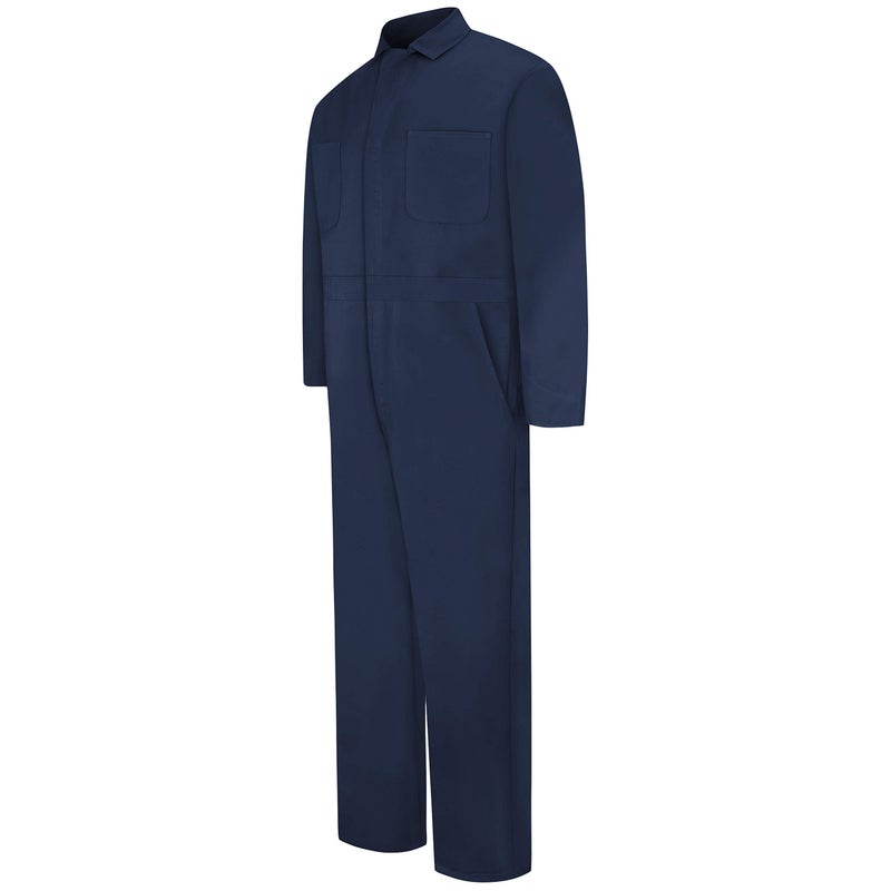 Red Kap Men's Snap Front Cotton Coverall, Oversized Fit, Long Sleeve, Navy, 40